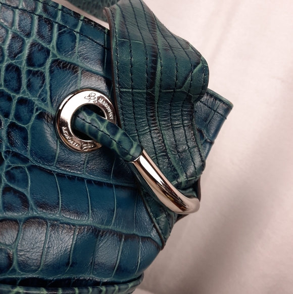 b Makowsky Blue Crocodile Embossed Shoulder Bag - Picture 6 of 13